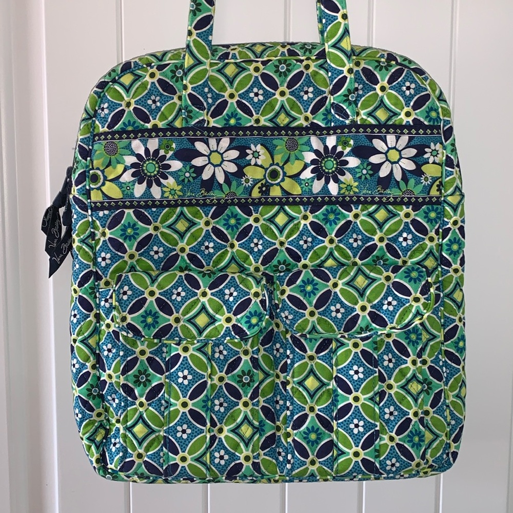 EUC Vera Bradley Large Navy Blue/Lime Green Shoulder Bag